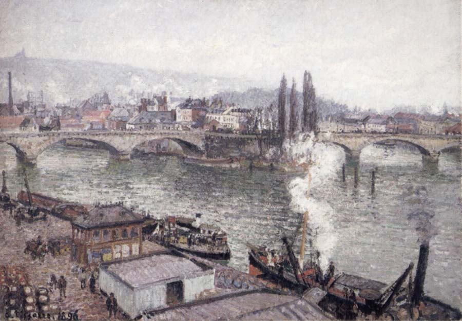 The Stone bridge in Rouen,dull weather